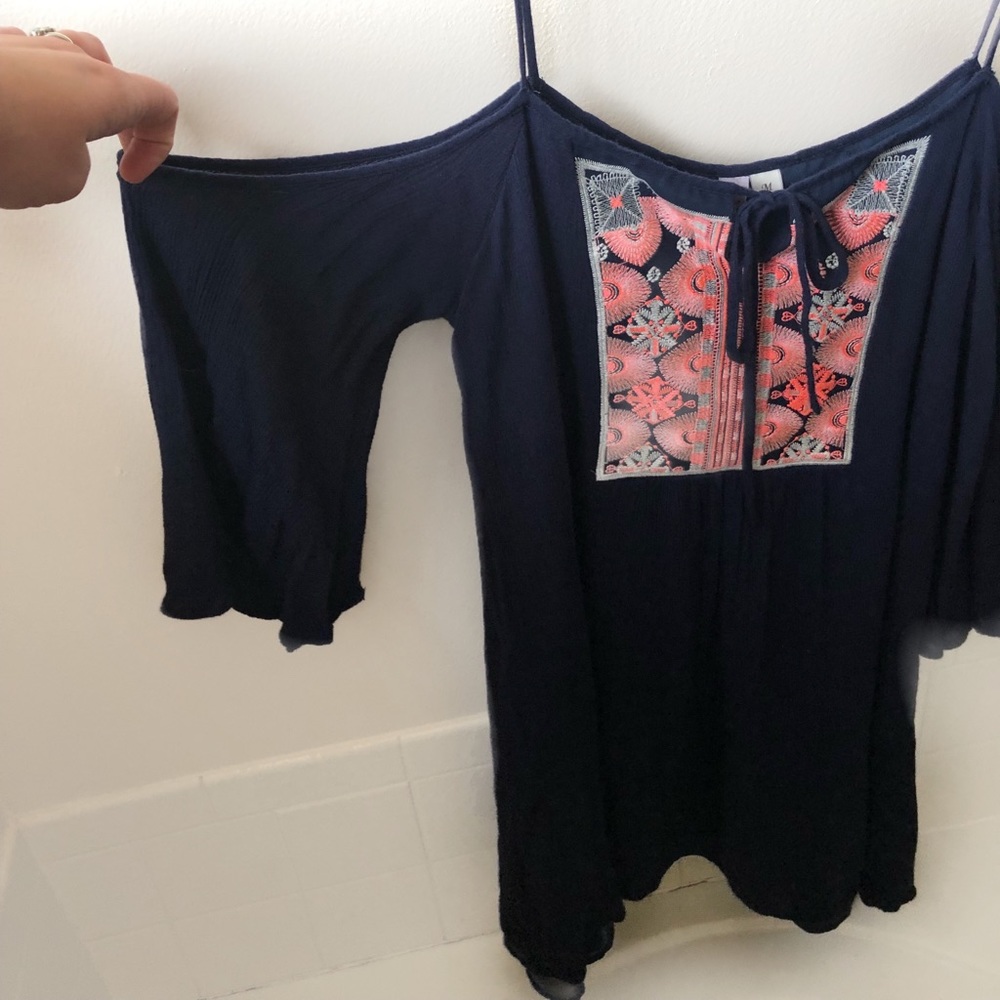 Embroidered Cold Shoulder Dress